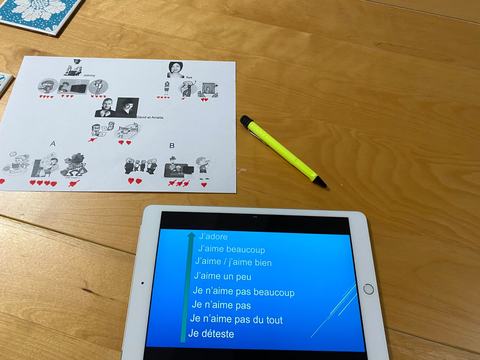 レッスンで使うプリントとタブレット教材